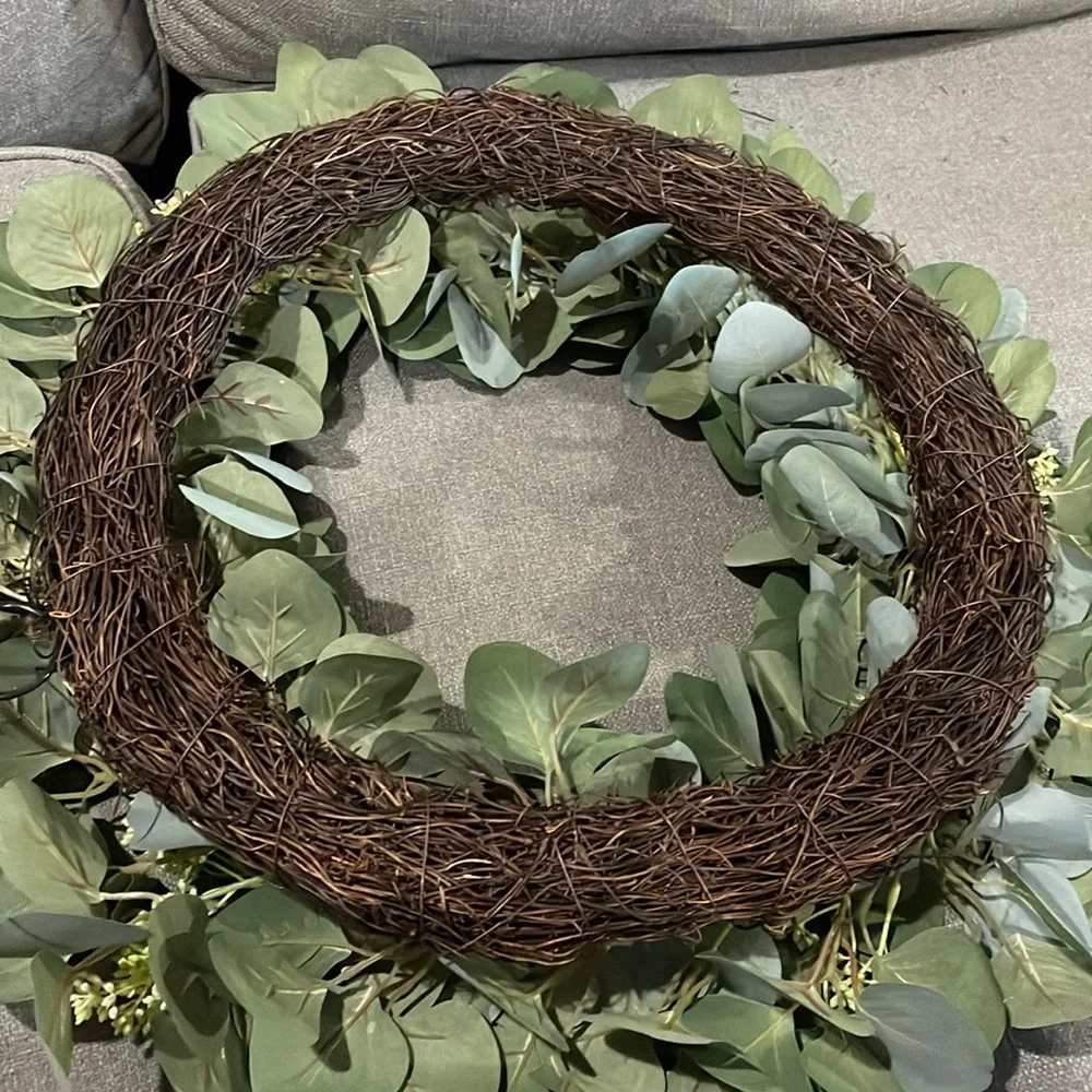 Hearth & Hand with Magnolia Holiday Faux 20”Seeded Eucalyptus with Berry Wreath